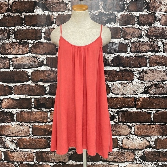 Elan Dress Women's Small Orange Mini Flare Dress Spaghetti Straps Pockets - Picture 5 of 17